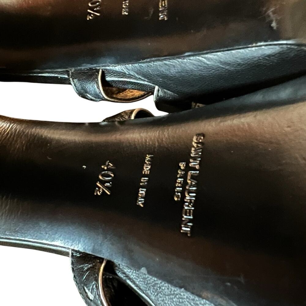 Saint Laurent Black Leather Platform Heel Sandal Silver Hearts EU 40.5 US 10.5 - Picture 12 of 14